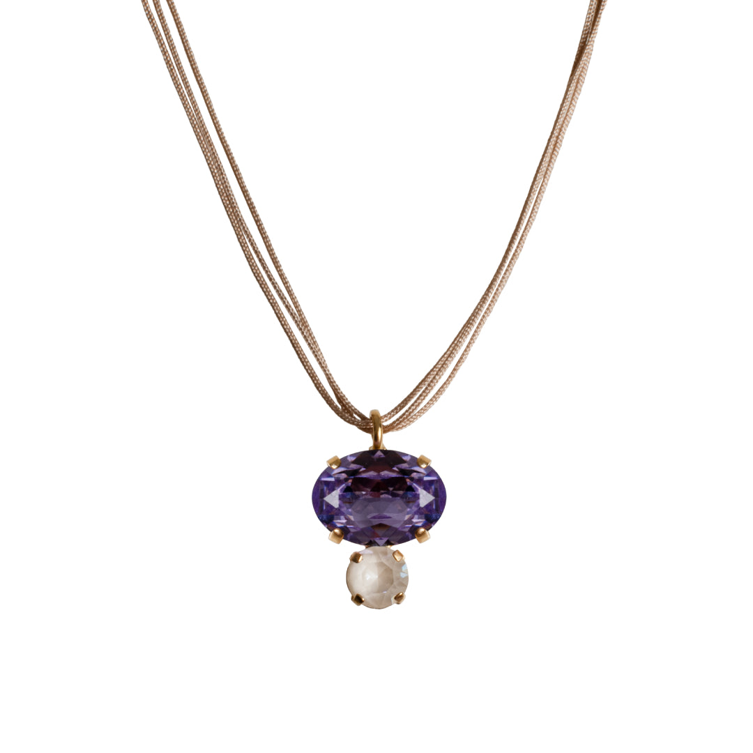 Collar de Cordón con Colgante de Doble Pieza Ovalada
