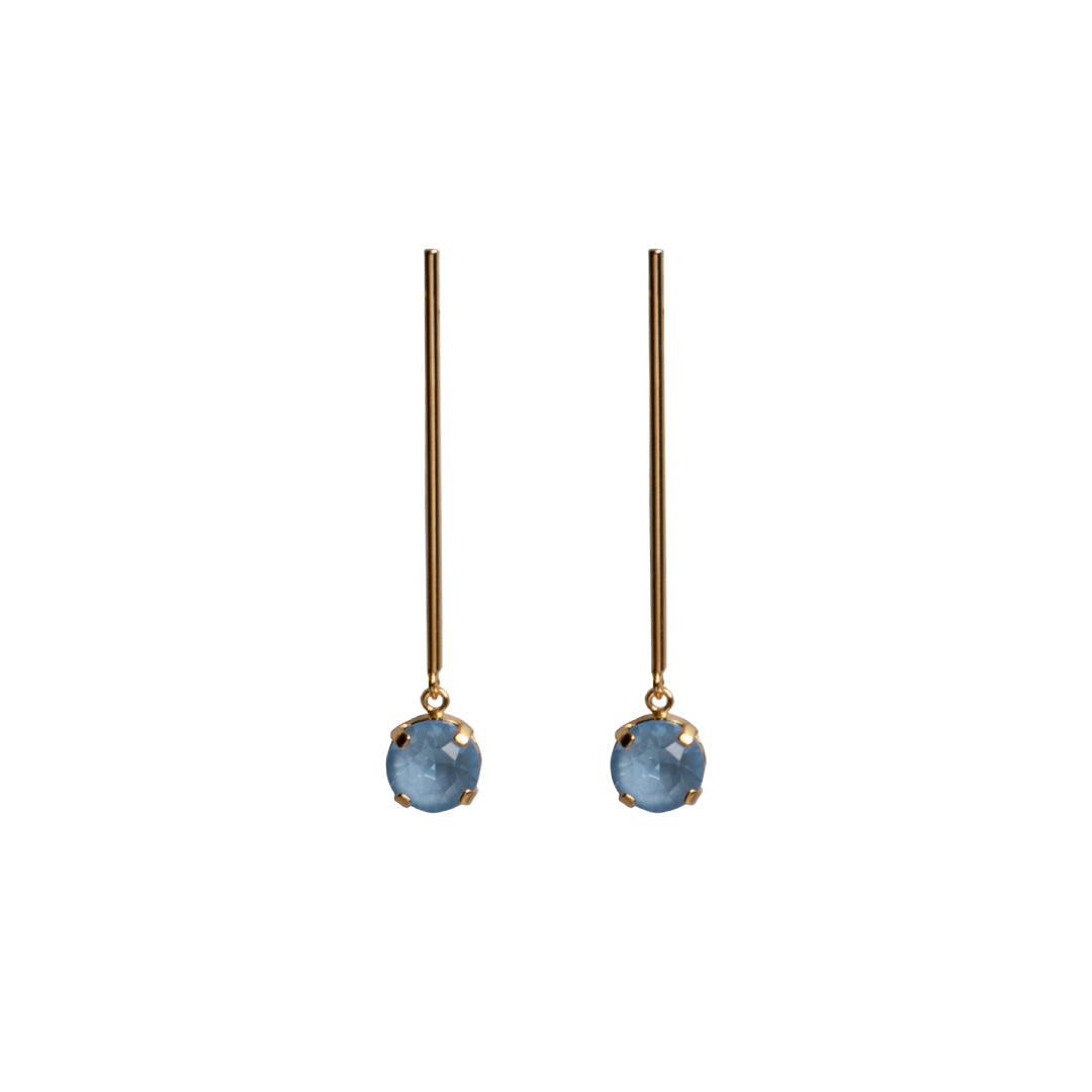 Pendientes Largos con Cristal Circular