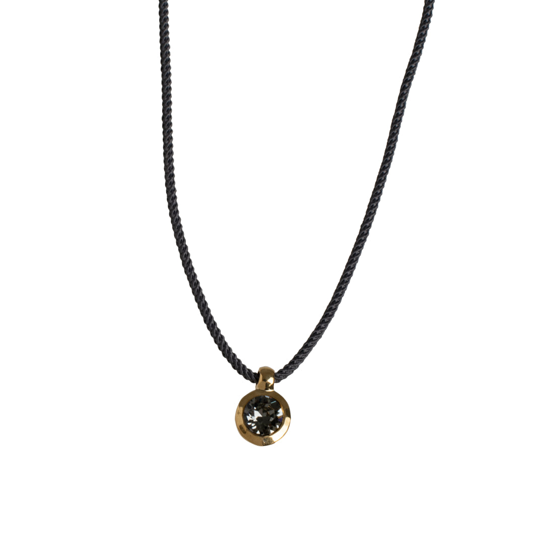 Collar de Cordón Trenzado con Cristal Pequeño/Grande