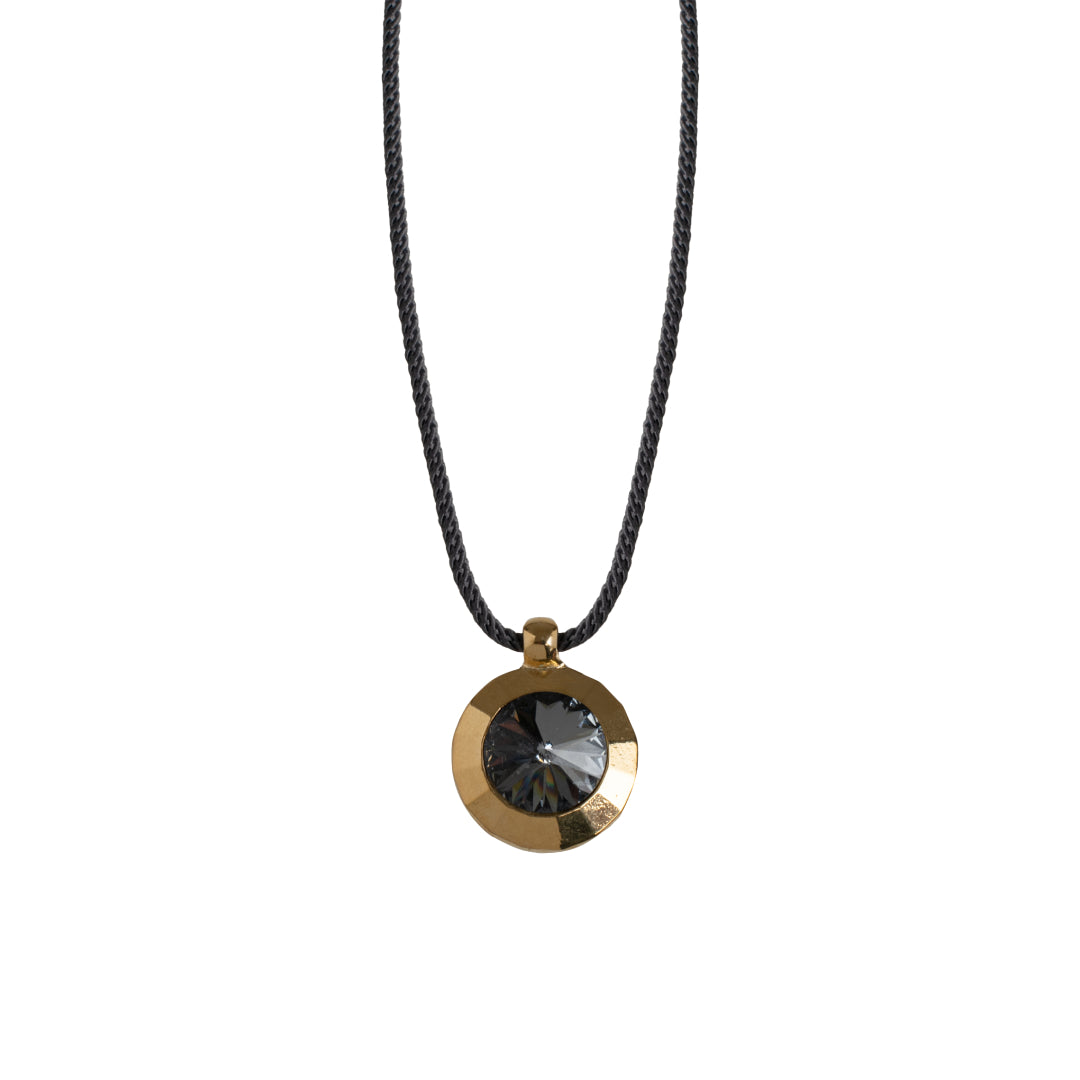 Collar de Cordón Trenzado con Cristal Pequeño/Grande