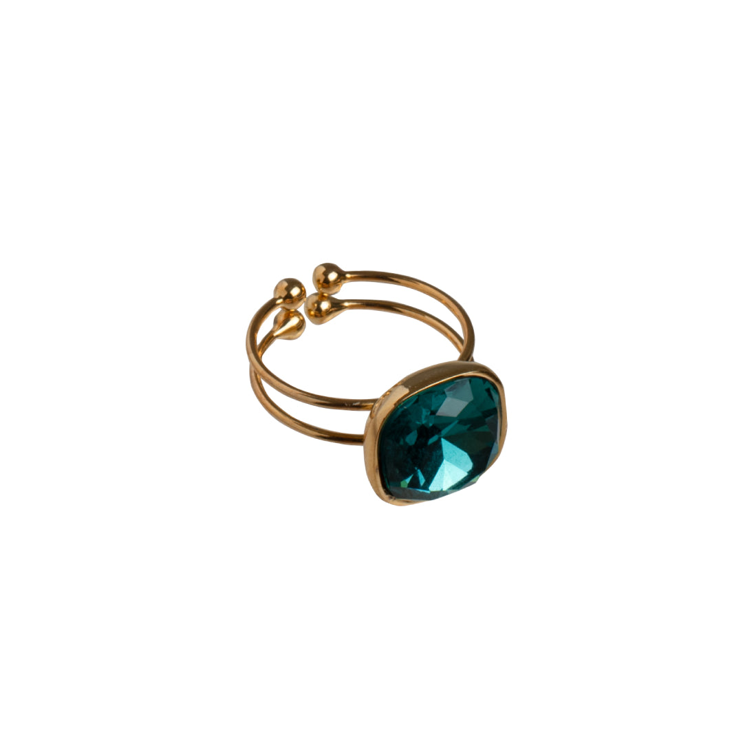 Anillo Ajustable con Cristal cuadrado