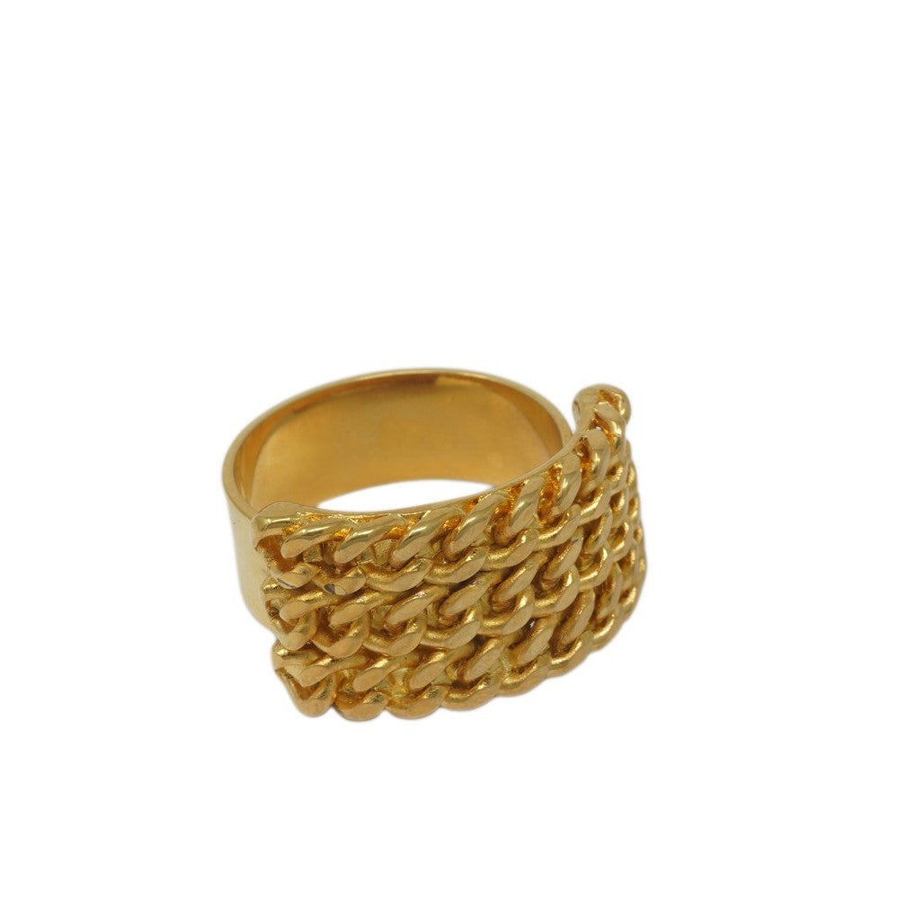 Anillo Dorado de Cadena Trenzada