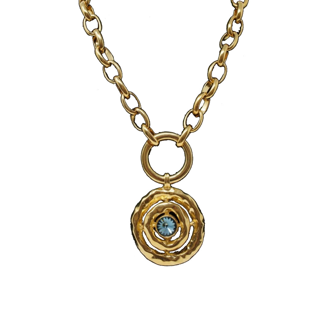 Collar con Colgante de Círculos y Cristal