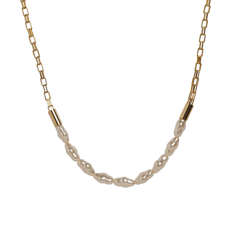 Collar de Cadena Dorada con Perlas