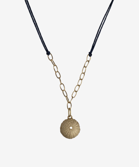 Collar de Cadena y Cordón con Colgante de Erizo