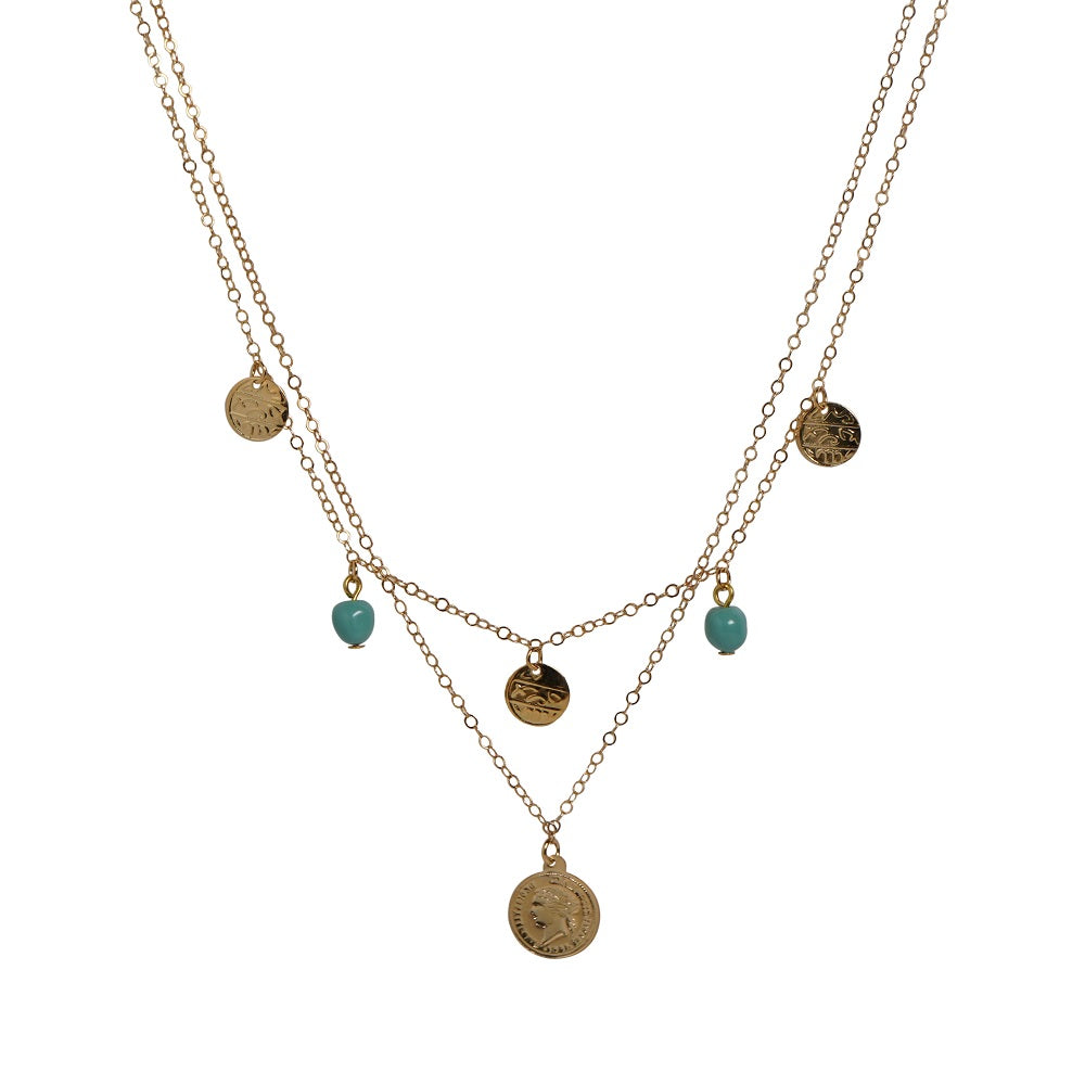 Collar de Moneda Dorada y Perlas