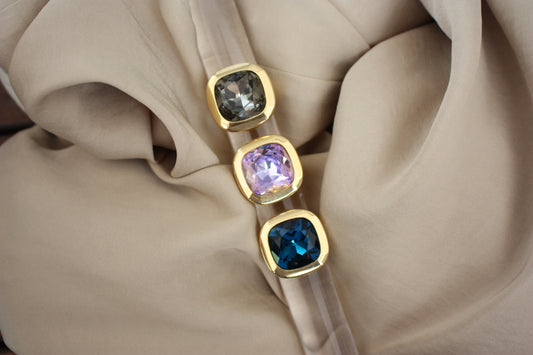 Anillo Ajustable con Cristal cuadrado Grande