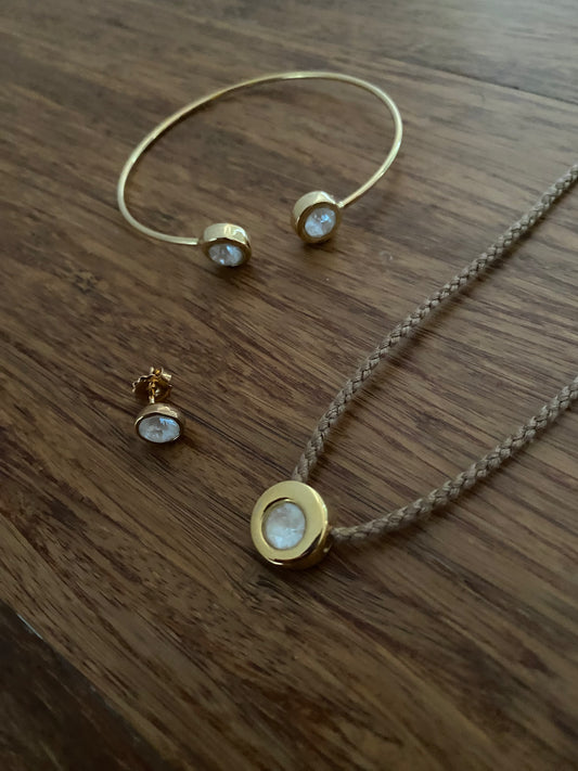 Collar con Colgante y Cristal Circular