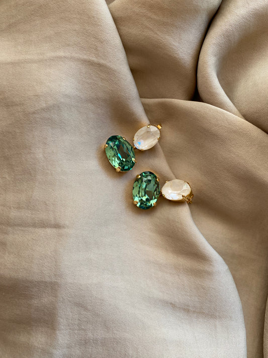 Pendiente con Doble Cristal Ovalado