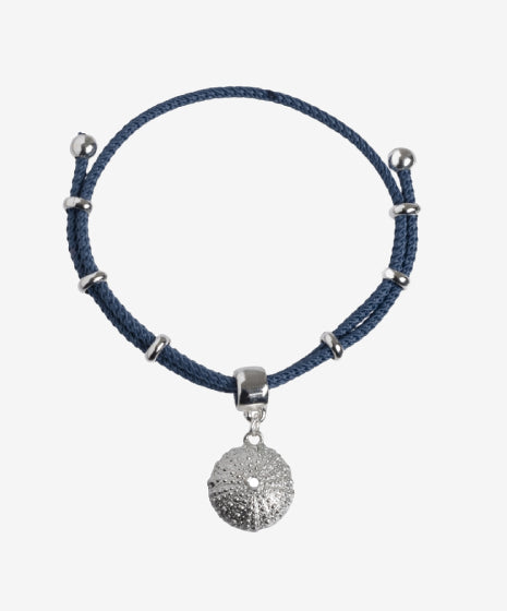 Pulsera de Cordón y Colgante Plateado Esmaltado