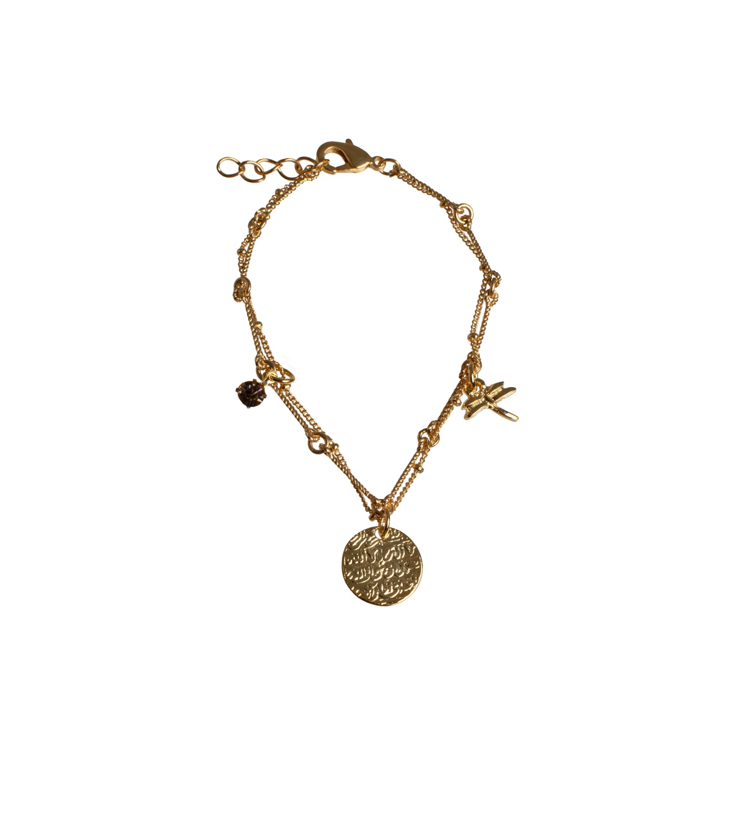 Pulsera de Doble cadena con Moneda y Libélula