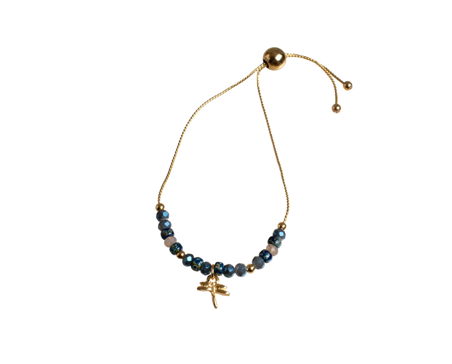Pulsera con Cristal y colgante Libélula