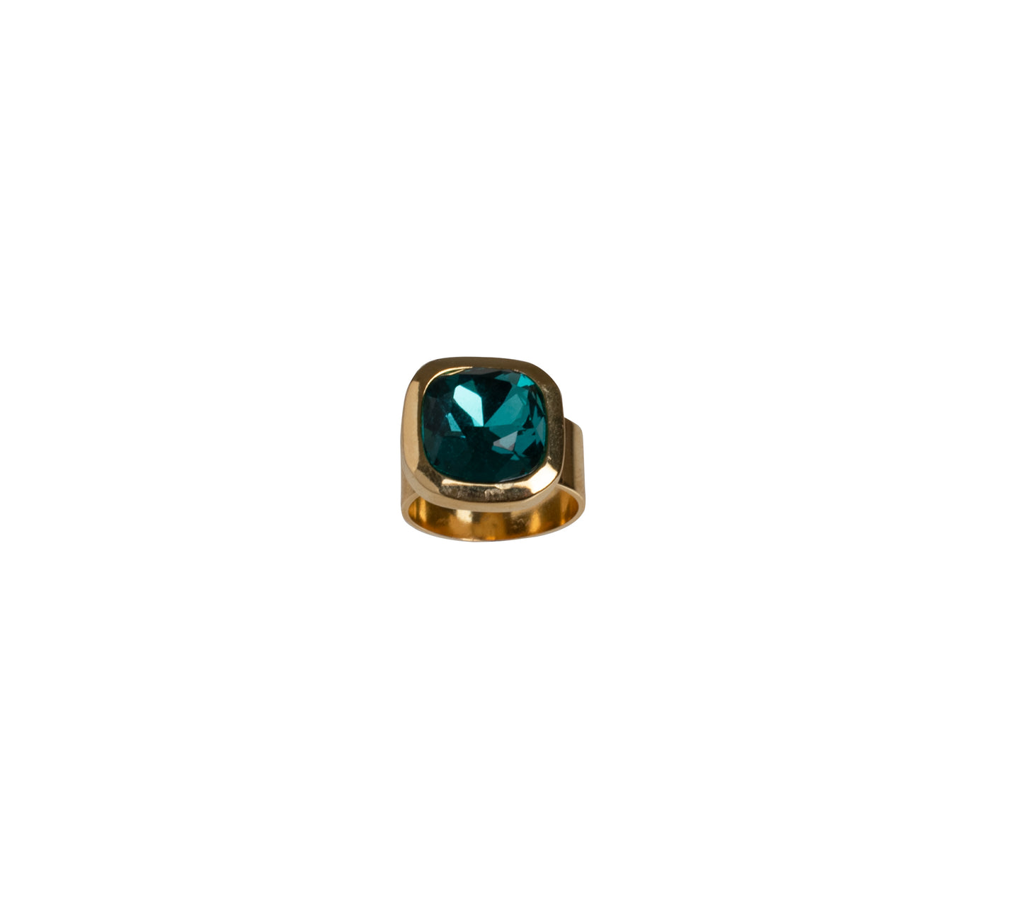 Anillo Ajustable con Cristal Cuadrado