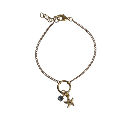 Pulsera de Cadena con Colgante de Estrella Dorada y Cristal