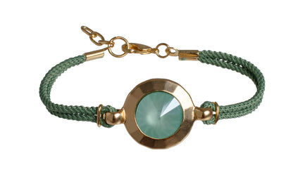 Pulsera con Doble Cordón y Cristal Pequeño/Grande