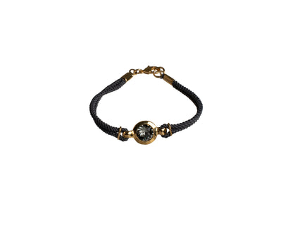 Pulsera con Doble Cordón y Cristal Pequeño/Grande